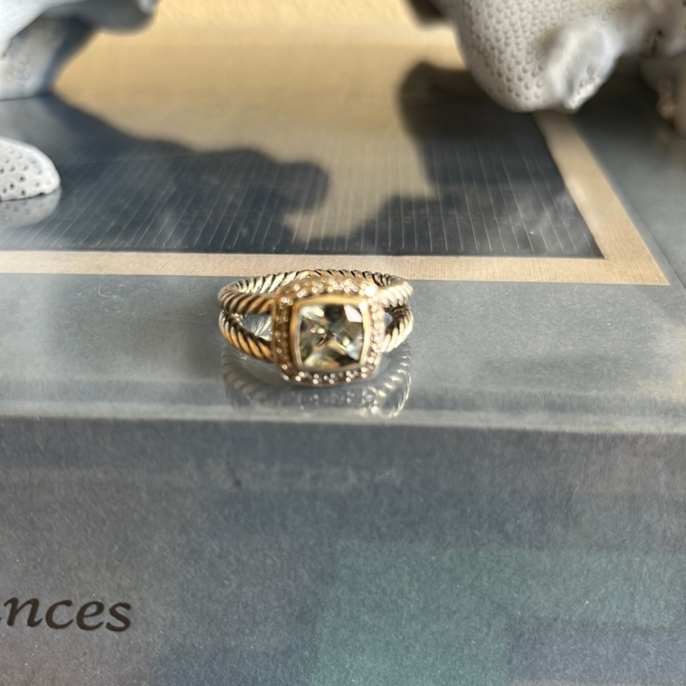 David Yurman Petite Albion Ring with Prasiolite and Diamonds